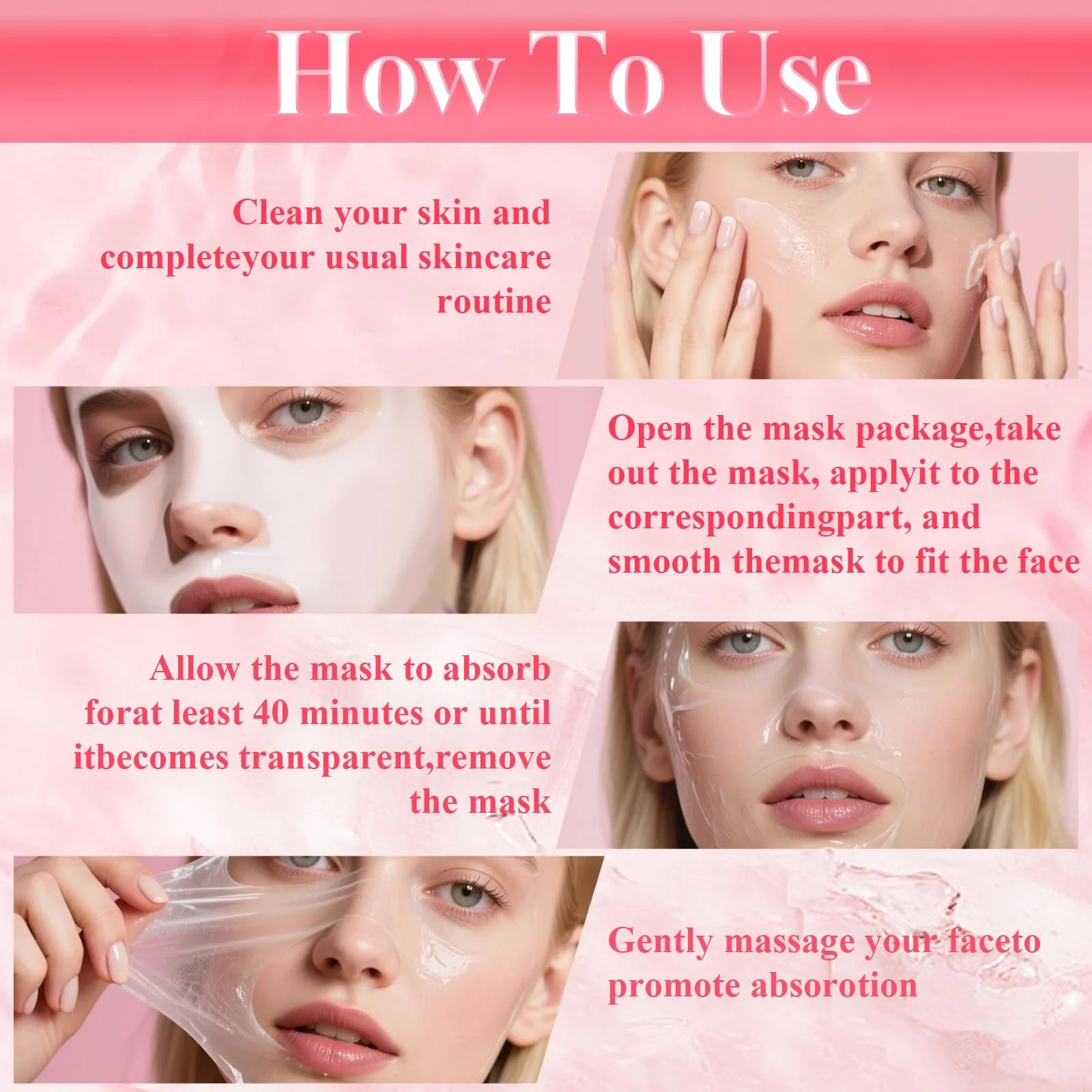 Маска для обличчя Паковання з 6 штук Зволожувальна, живильна маска з койєвою кислотою і куркумою, рожева, фото №7