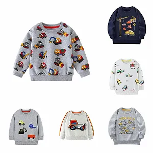 Толстовка Generisch Детский Пуловер Хлопок Длинный Рукав Автомобиль Экскаватор Строительный Грузовик Теплые Топы - Фото 1