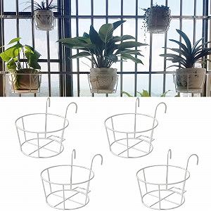 Тримач для квіткових горщиків на перила круглий 4 шт білий - Фото 1