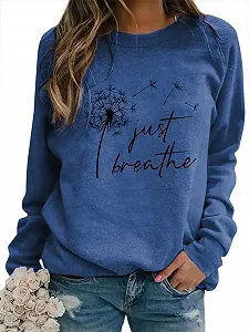 Свитшот Dresswel Женский Одуванчик Длинный рукав Принт Одуванчик Пуловер Осень Зима Блузка Топы - Фото 1