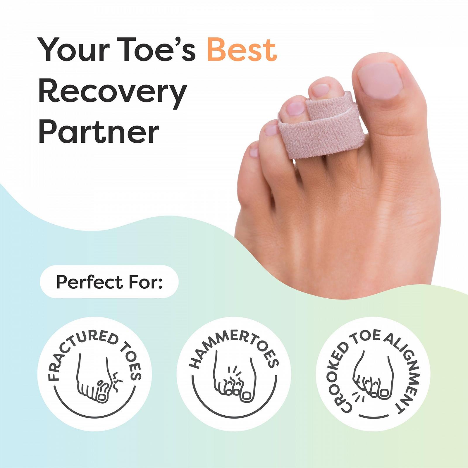 Бинт для пальців ніг ZenToes Тканинні пов'язки для зрощування пальців багаторазового використання для зламаних пальців 8 шт, бежевий, фото №3