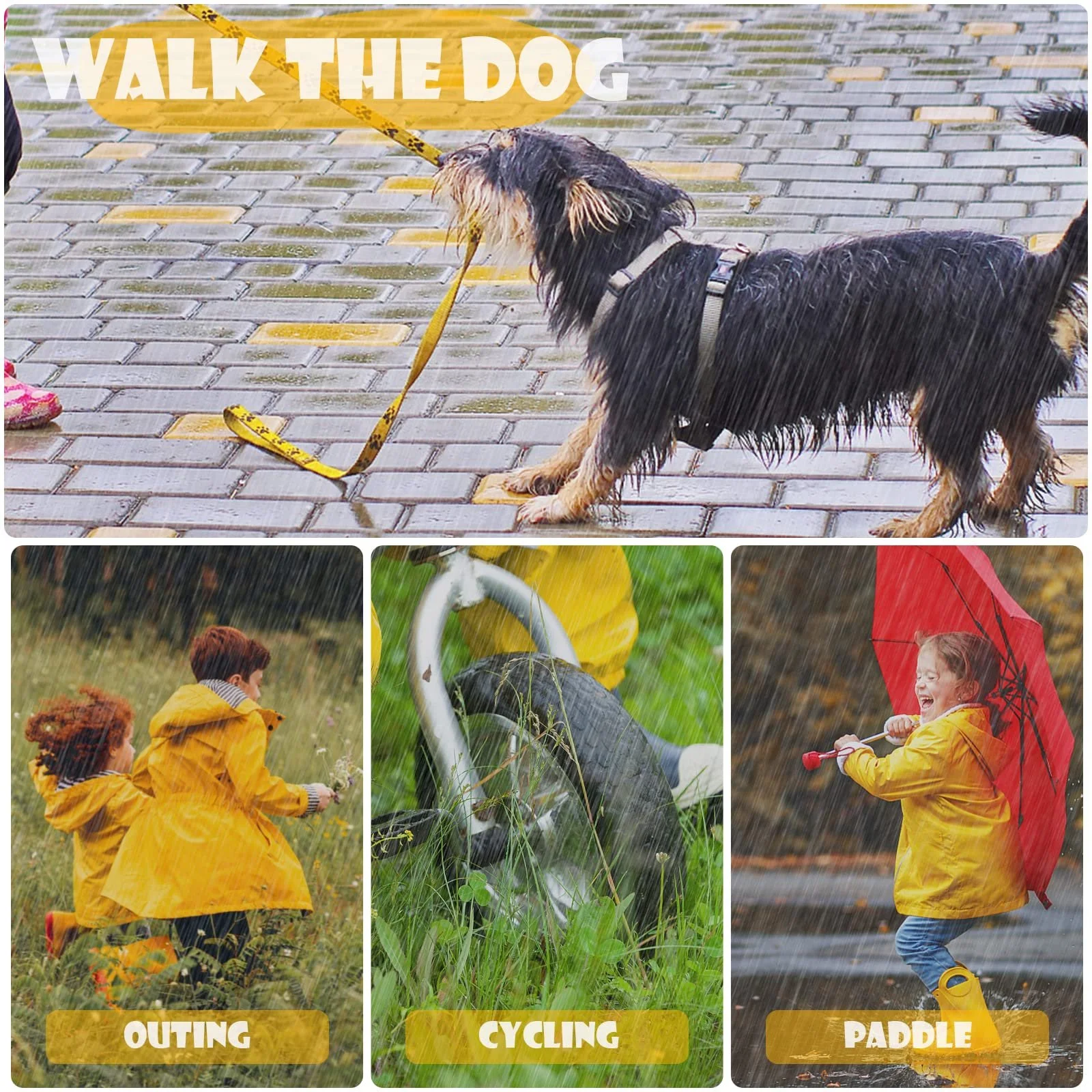 Детское дождевое пончо BWBIKE Водонепроницаемый дождевик Плащ Складная дождевая одежда Милый детский дождевик Унисекс Легкий школьный рюкзак Водонепроницаемый капюшон Дождевик, фото №5