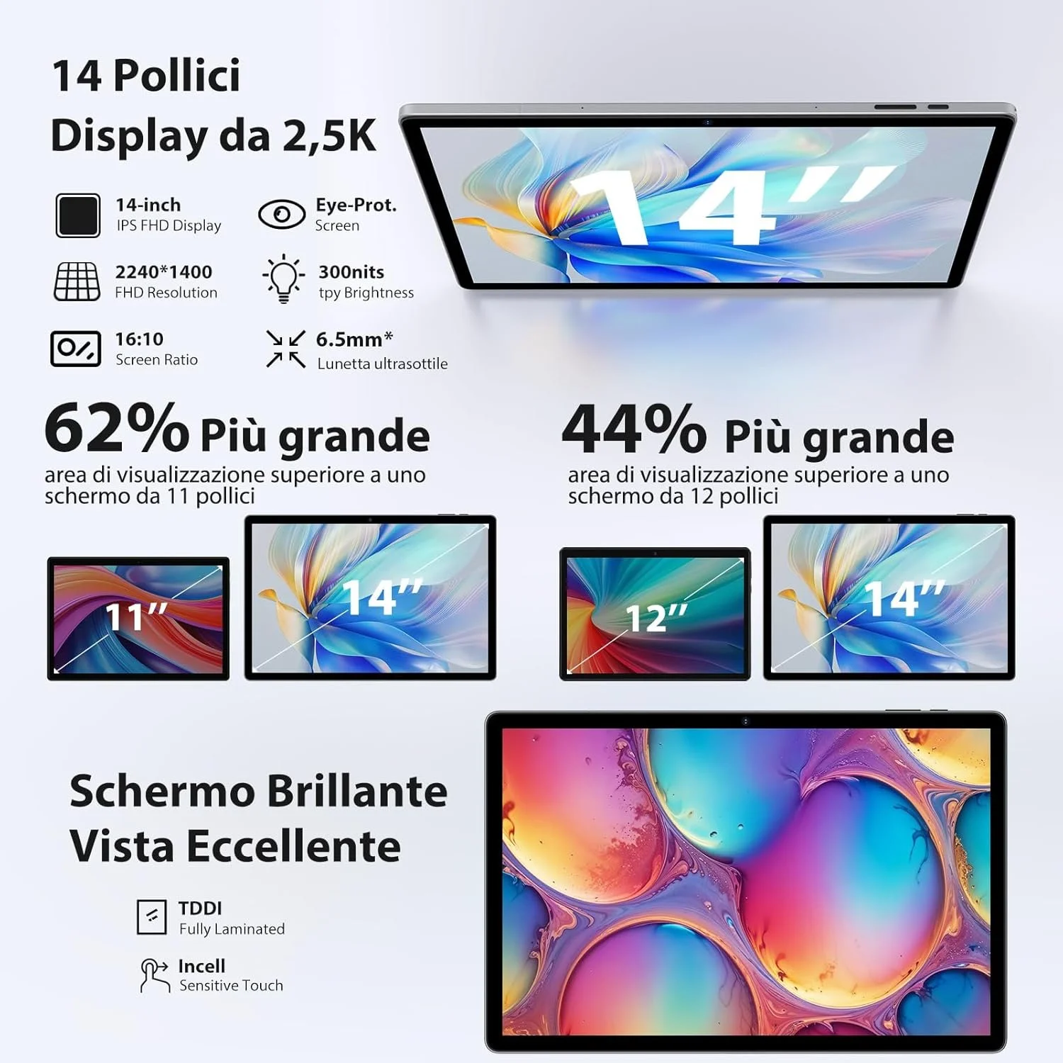 Планшет 14" 2.5K MAXLEGEN M621 12+24/256Gb 4G2-SIM 8 ядер Android 14 11580 mAh Серый, фото №3