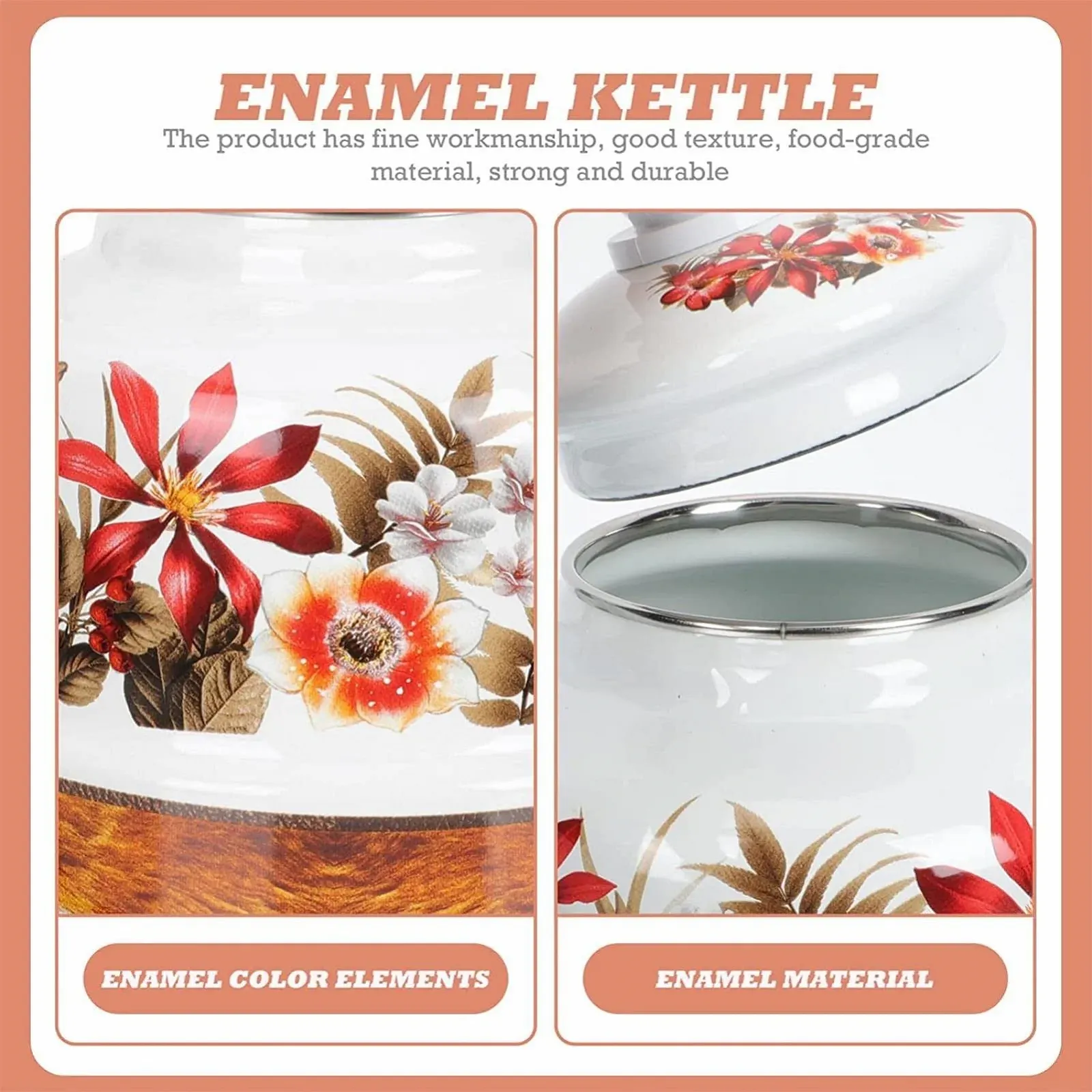 Чайник Емальований Різнокольоровий Квітковий для Плити для Гарячої Води, фото №8 Чайник Емальований Різнокольоровий Квітковий для Плити для Гарячої Води, фото №8