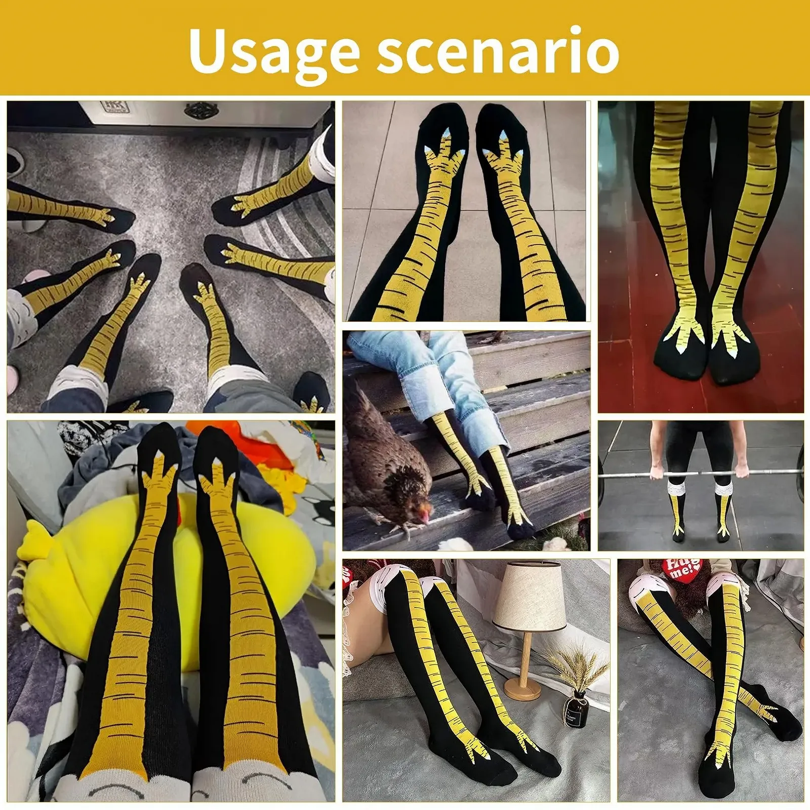 Шкарпетки з курячими лапками xianshi 2 пари, Жовтий, фото №5 Шкарпетки з курячими лапками xianshi 2 пари, Жовтий, фото №5