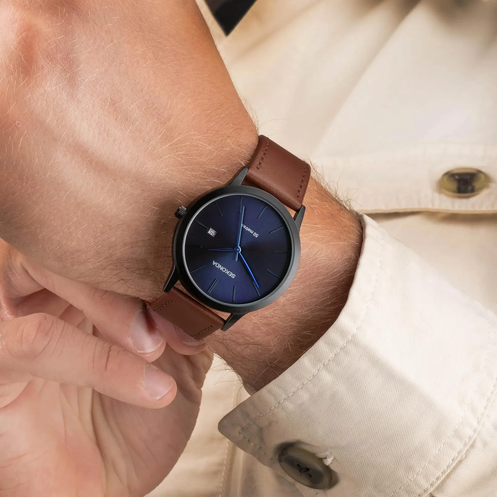 Чоловічий Кварцовий Годинник Sekonda Bergen з аналоговою індикацією дати та шкіряним ремінцем, 39 мм, фото №3 Чоловічий Кварцовий Годинник Sekonda Bergen з аналоговою індикацією дати та шкіряним ремінцем, 39 мм, фото №3