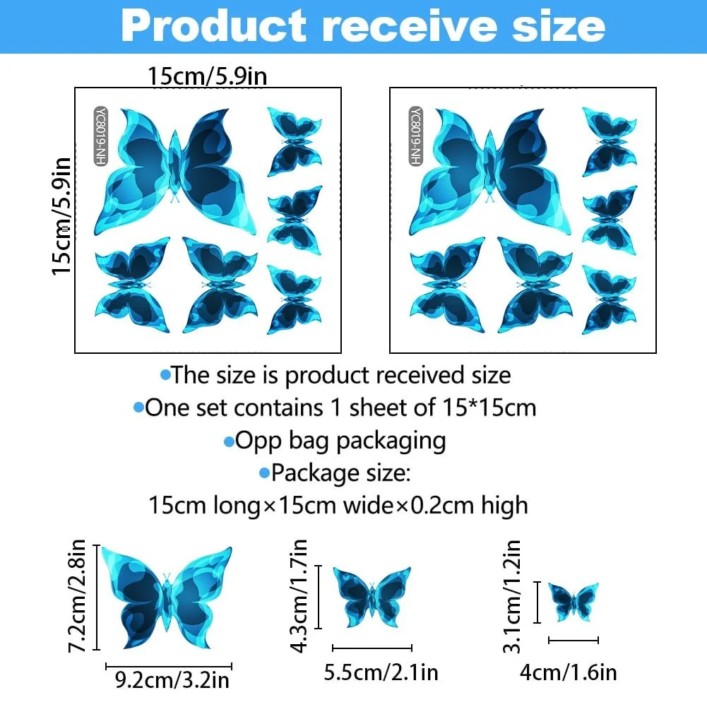 Настінні наклейки Метелики Люмінесцентні 12 штук Ripple Pattern, фото №5