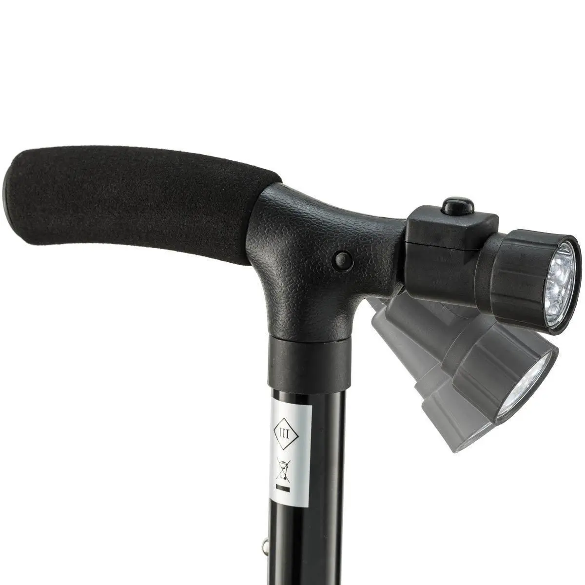 Трость для ходьбы с 4 опорами телескопическая и фонариком Ultimate Magic Cane черная складная, фото №7