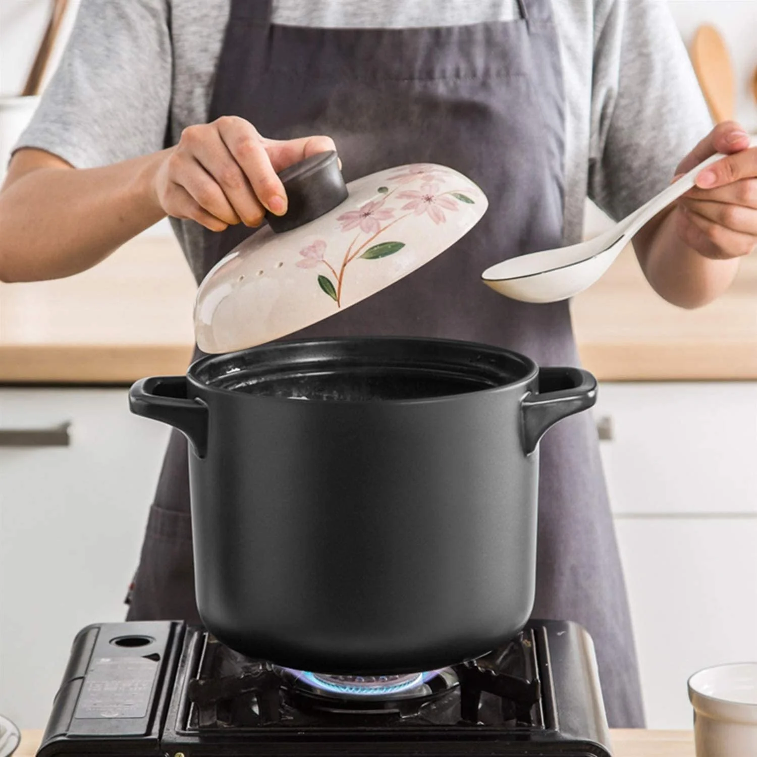 Каструля Керамічна 26 см 7 л Розписана вручну для газу, фото №4 Каструля Керамічна 26 см 7 л Розписана вручну для газу, фото №4