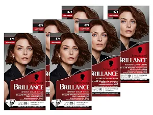 Крем-фарба для волосся Brillance Intensive Colour 874 Оксамитовий Коричневий, стійка, з діамантовим блиском та кондиціонером, 6 x 160 мл - Фото 1