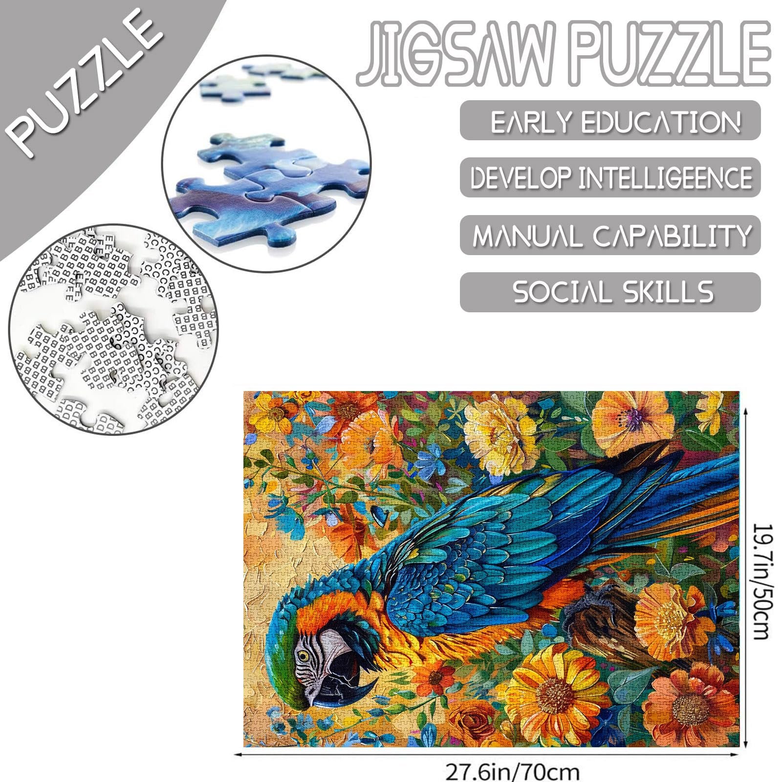 Пазл Tucocoo Animal Parrot, Garden Flowers, Tropical Plants 1000 элементов 50 x 70 см Желтый, фото №2