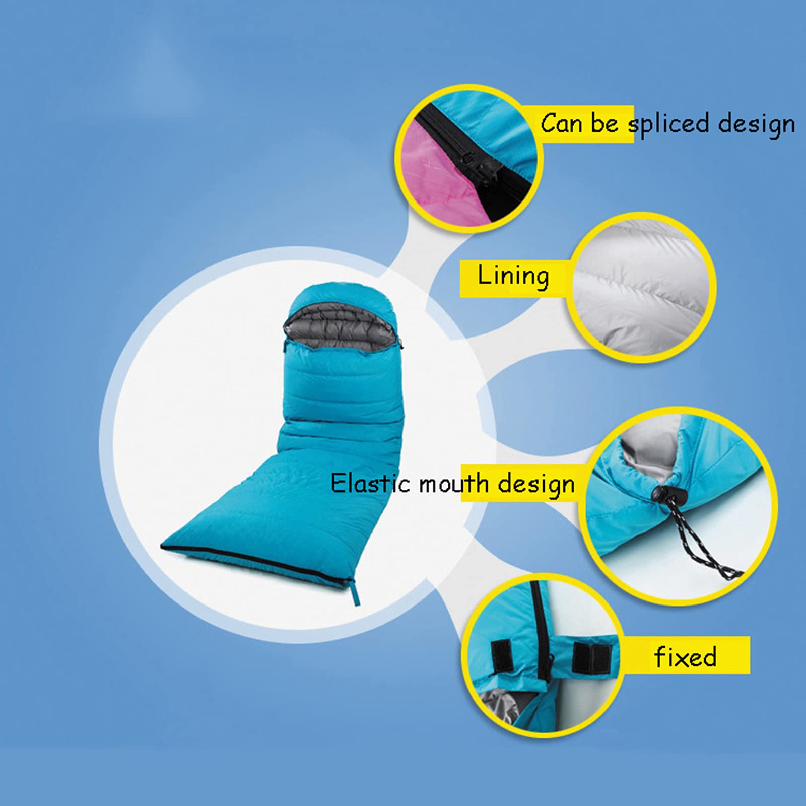 Спальний мішок MYVVKIA для дорослих з білого качиного пуху теплий 4-сезонний, фото №3