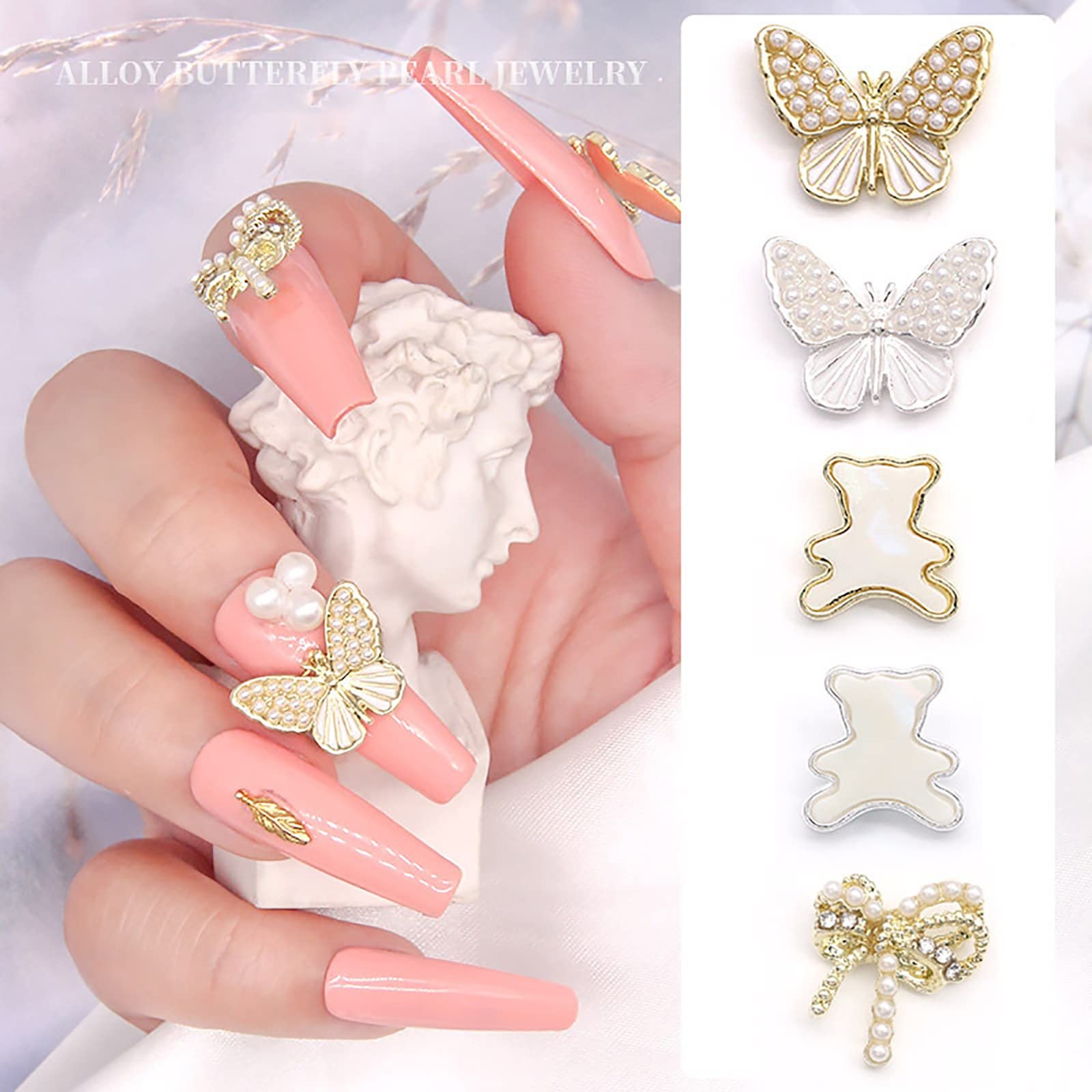 Стрази Метелики Золоті 20шт для DIY прикрас для нігтів 3D, фото №4