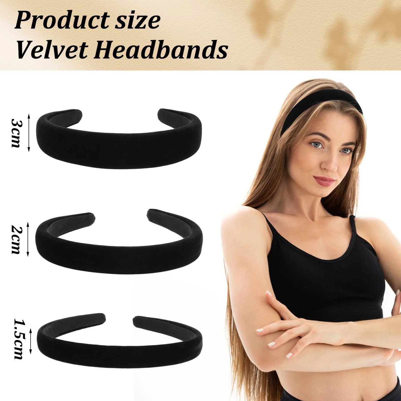 Обруч Чорний Оксамитовий 1 cm, 2 cm, 3 cm, Набір з 3 штук, фото №2 Обруч Чорний Оксамитовий 1 cm, 2 cm, 3 cm, Набір з 3 штук, фото №2