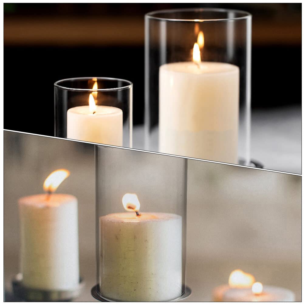 Подсвечник Ciieeo Shade Glass Cylinder Bottomless Cylinder Sleeve Hurricane Chimney Pipe Candle Cover Стекло High Borosilicate, фото №7