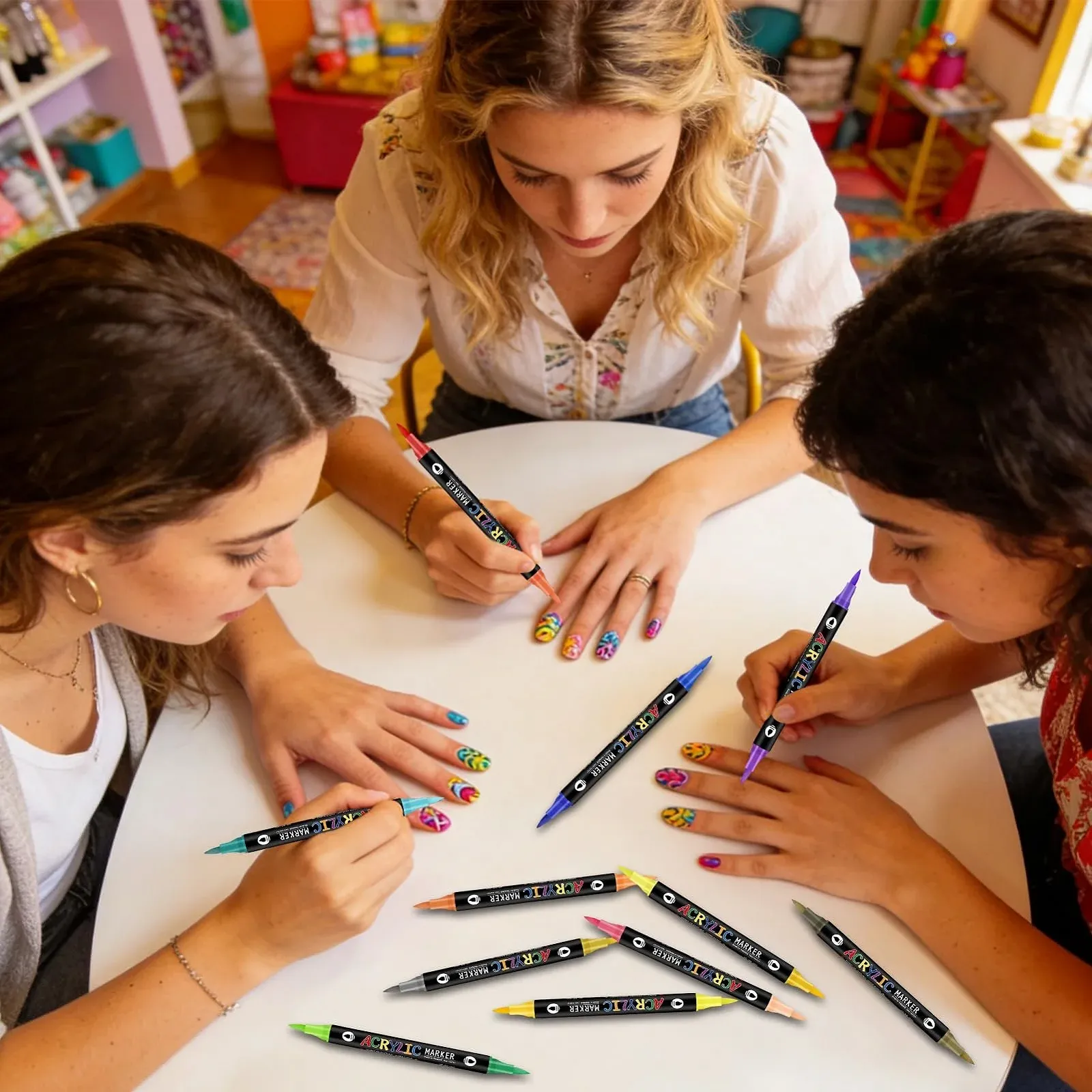 Ручки для росписи ногтей Nail Painting Pens 24 цвета двусторонние, фото №2