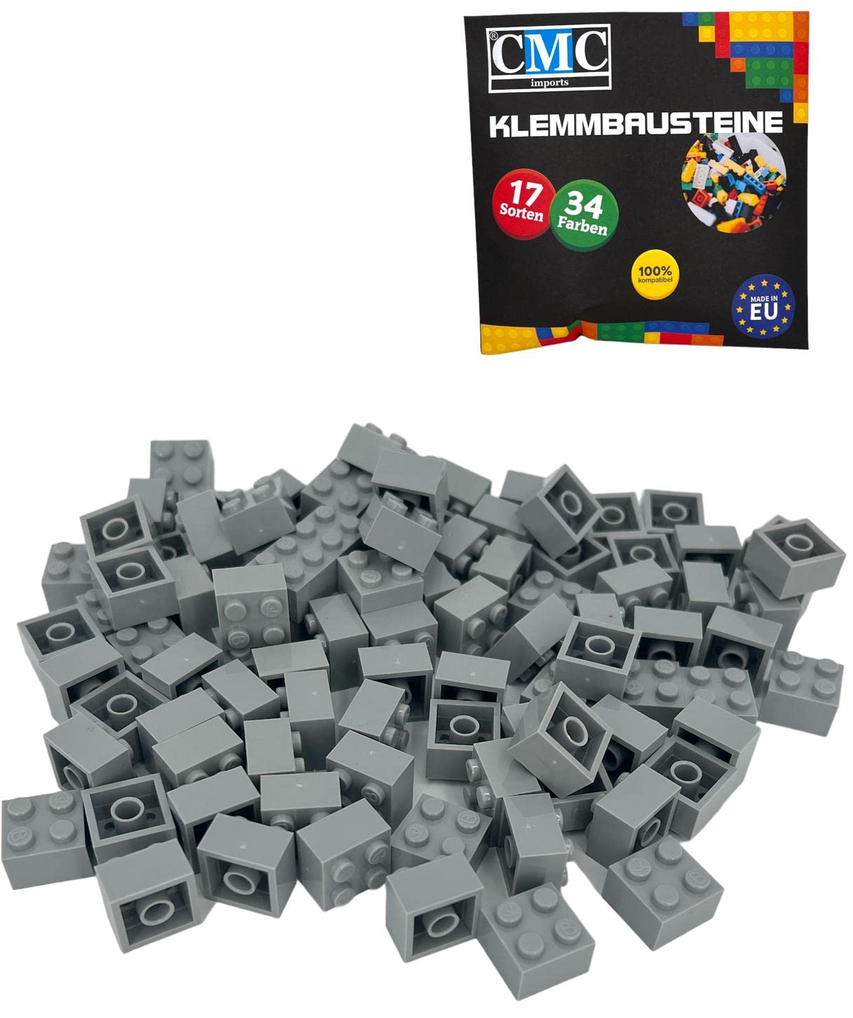 Кирпичи CMC imports Bricks Basic Bricks 2 x 2 Nubs Совместимые 8 Nubs Светло-серый Упаковка 200, фото №1