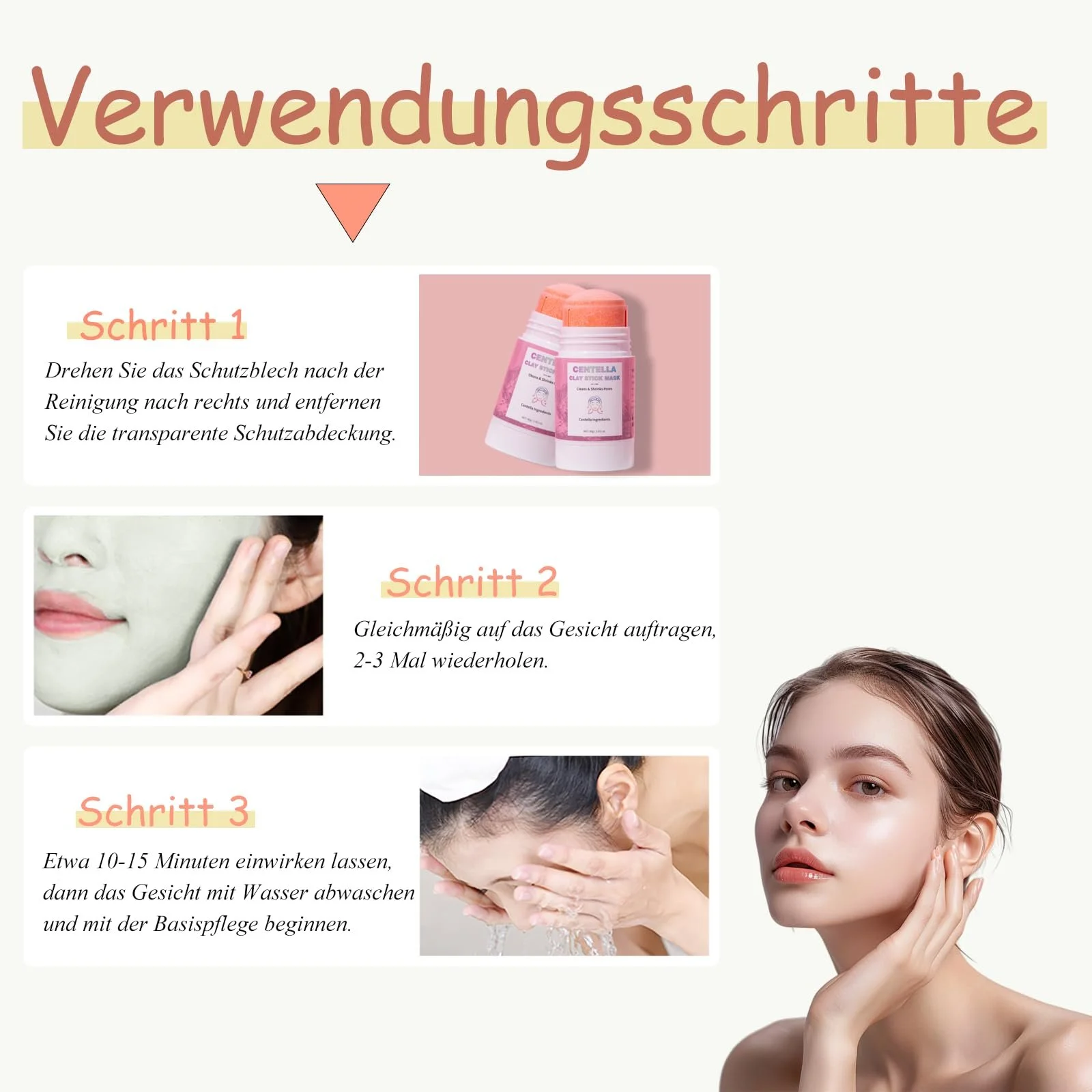 Маска-стик глиняная Centella, 2 шт. Глиняная маска для ухода за кожей, увлажняющая маска для лица с сывороткой Centella для отшелушивания кожи лица, набор для ухода за кожей для уменьшения пор, минимизация пор Centella, фото №7