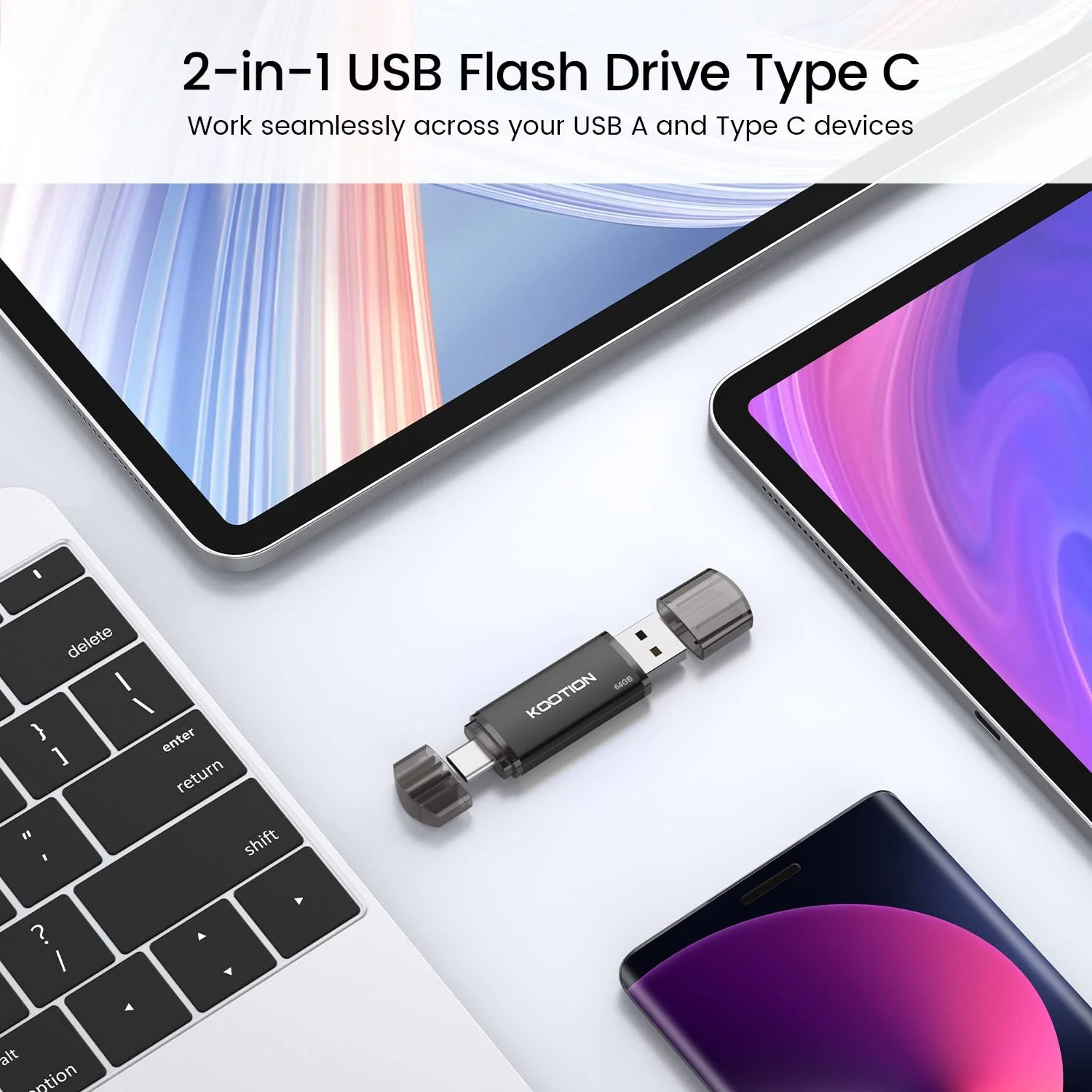 USB-накопичувач KOOTION 64GB OTG 2.0 Type-C 2-в-1, фото №3
