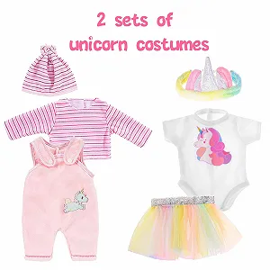 Одежда для куклы ebuddy 2 комплекта, включая ромпер, платье, шапку и повязку на голову synthetic.ua - Фото 1