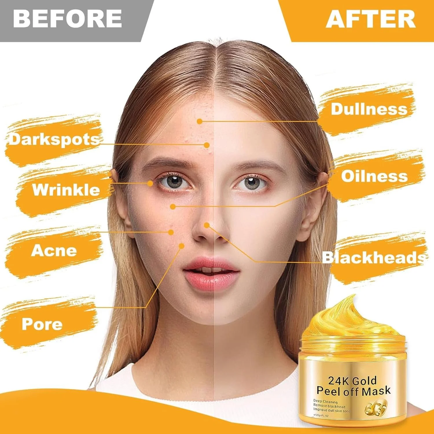 Маска для лица 24k Gold Peel Off, против морщин, омолаживающая, для ухода за кожей и красоты, для женщин, 120 мл, фото №2 Маска для лица 24k Gold Peel Off, против морщин, омолаживающая, для ухода за кожей и красоты, для женщин, 120 мл, фото №2