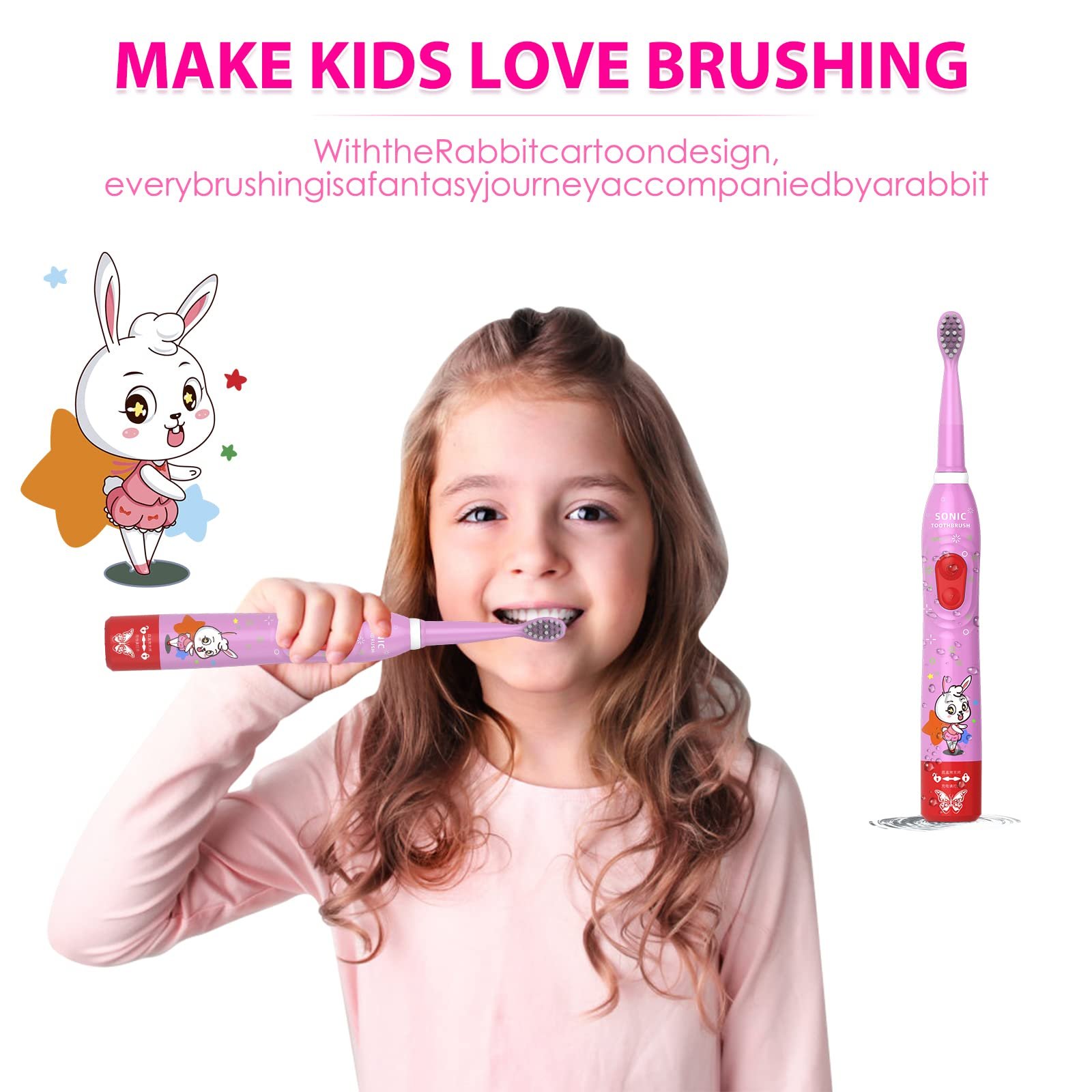 Електрична звукова зубна щітка CHAIN PEAK Rabbit 6 режимів для дітей 3-12 років, фото №4