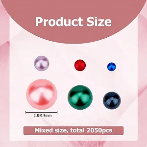 Круглые бусины без отверстий, имитация жемчуга русалки 2.8-9.5 мм, 2050 шт, разных цветов synthetic.ua - Фото 1