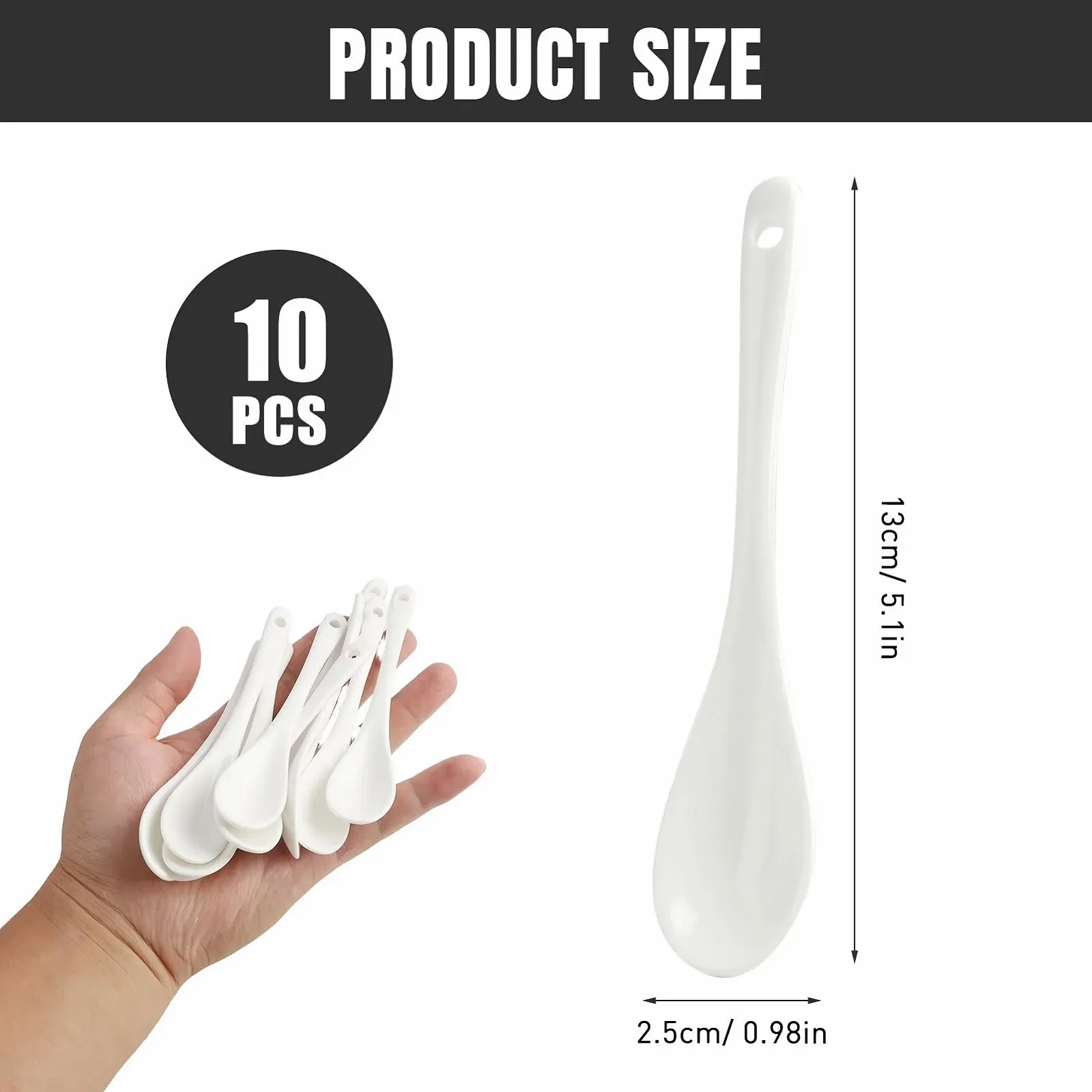 Ложка из фарфора Белая 12 cm (Набор 10 штук), фото №2