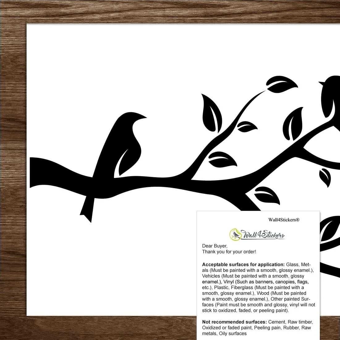 Наклейка на стіну Птахи на гілці Вінілова 1000 x 1000 мм, фото №8