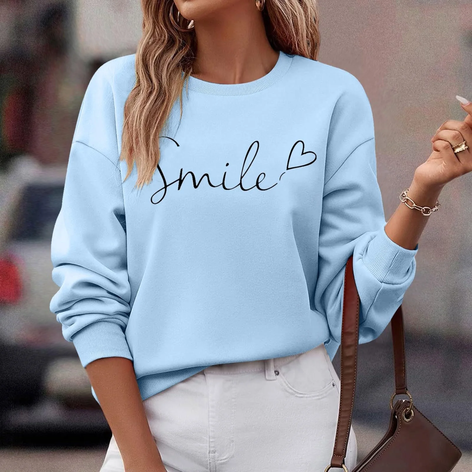 Женские толстовки Smile Letter 2025 с круглым вырезом, топы, графические, повседневные, Y2K-наряды, модные, университетские, для тренировок, комфортные, осенние, модные, крутые, большие толстовки, свободные, фото №4