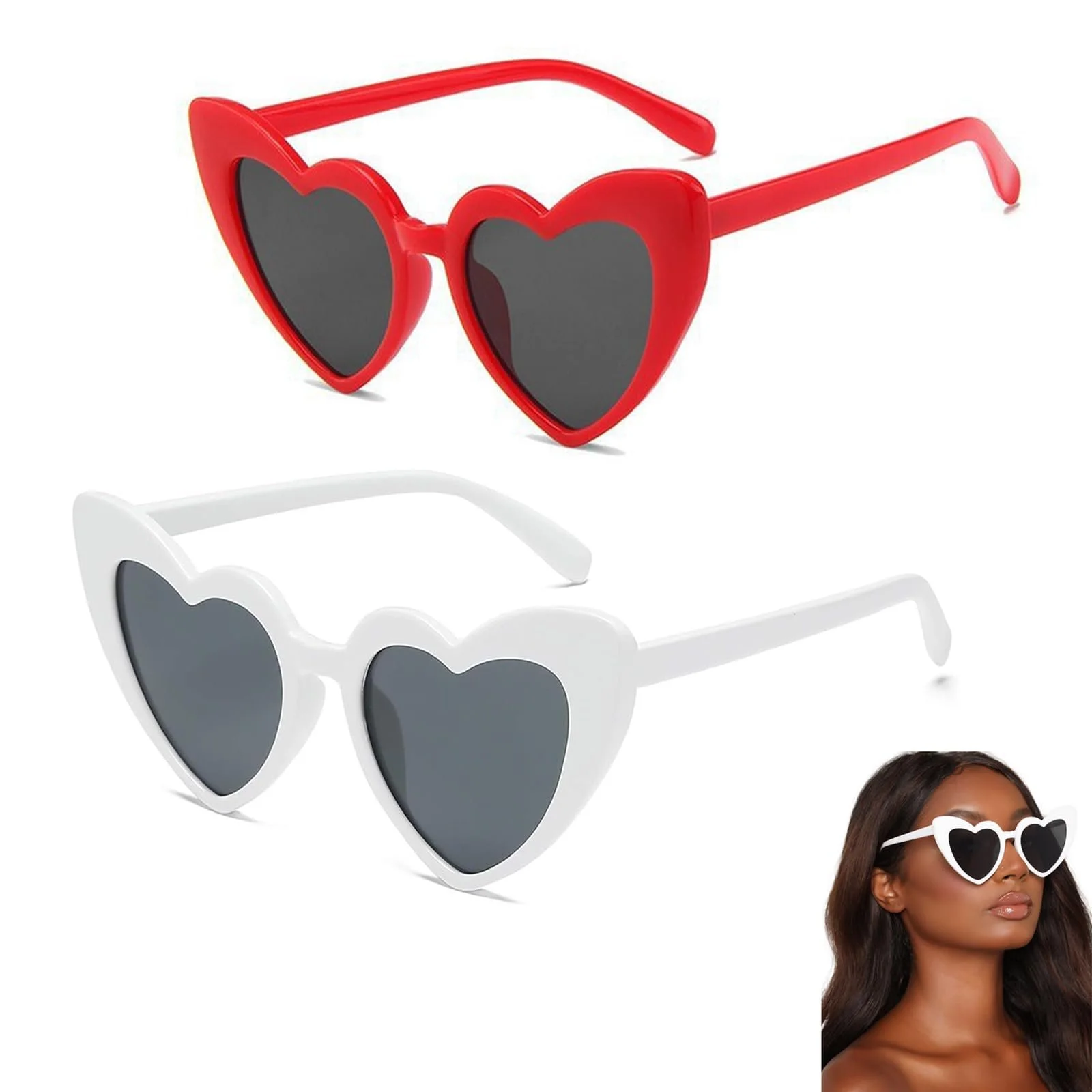 Вінтажні сонцезахисні окуляри (2 шт. в упаковці) Mikiuly Ретро Серцеподібні UV400, фото №1