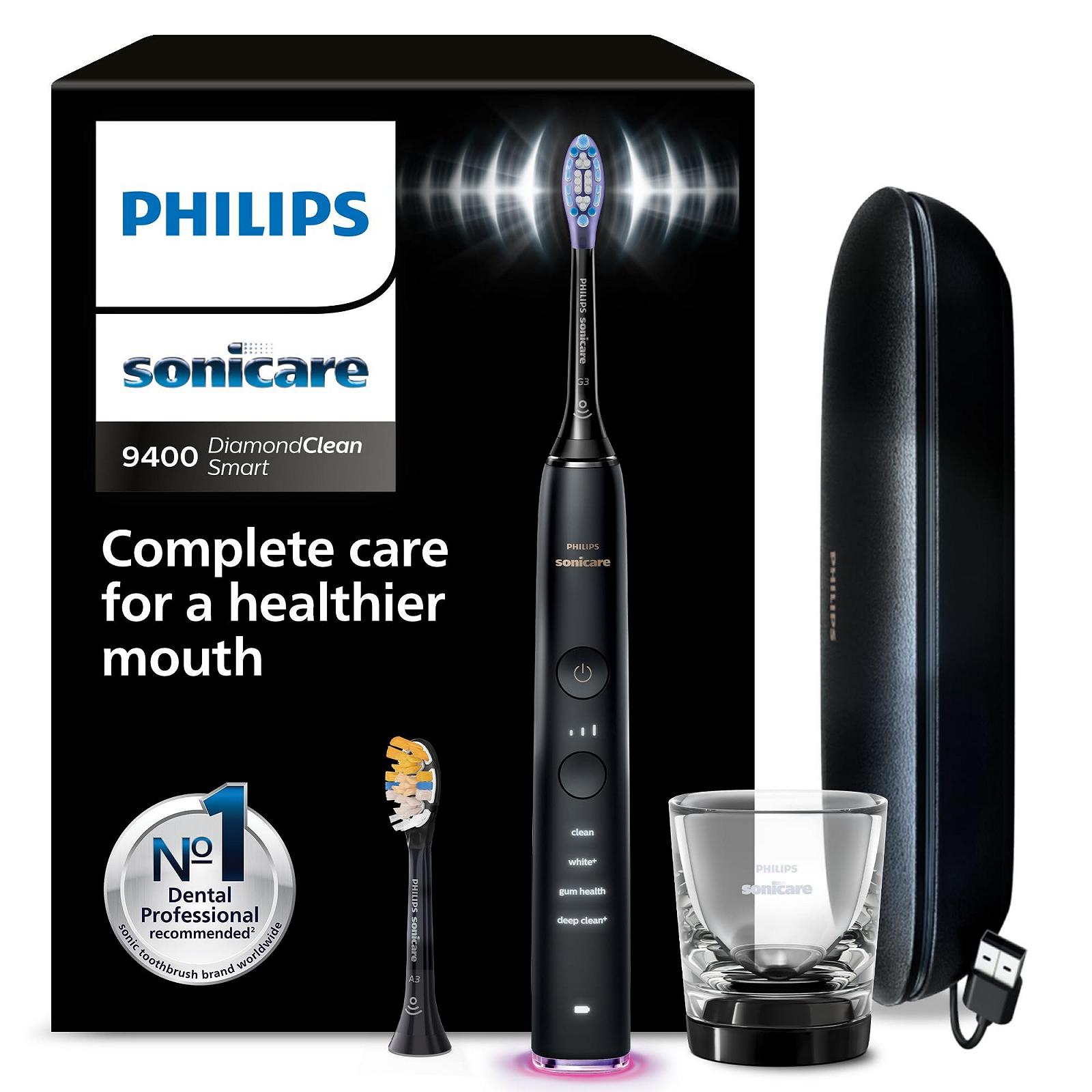 Зубная Щетка Philips Sonicare DiamondClean Smart 9400 Электрическая Звуковая с Приложением, Датчиком Давления, Определением Насадки, 4 Режима Чистки и 3 Уровня Интенсивности, Черная, Модель HX9917/89, фото №1