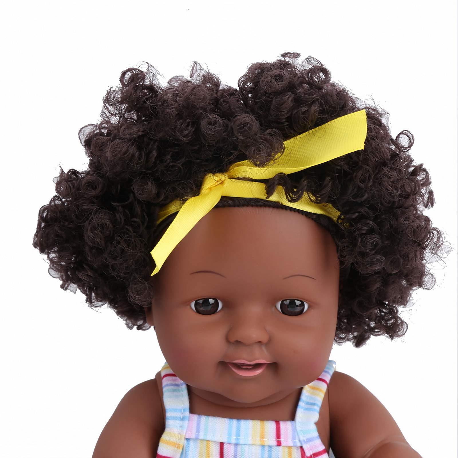 Кукла Srliya African Black Girl Flexible Structure Comfortable Touch Exquisite Dress Photography Prop 30.0 cm Role Play Toy Gift with Mohair Hair, фото №8