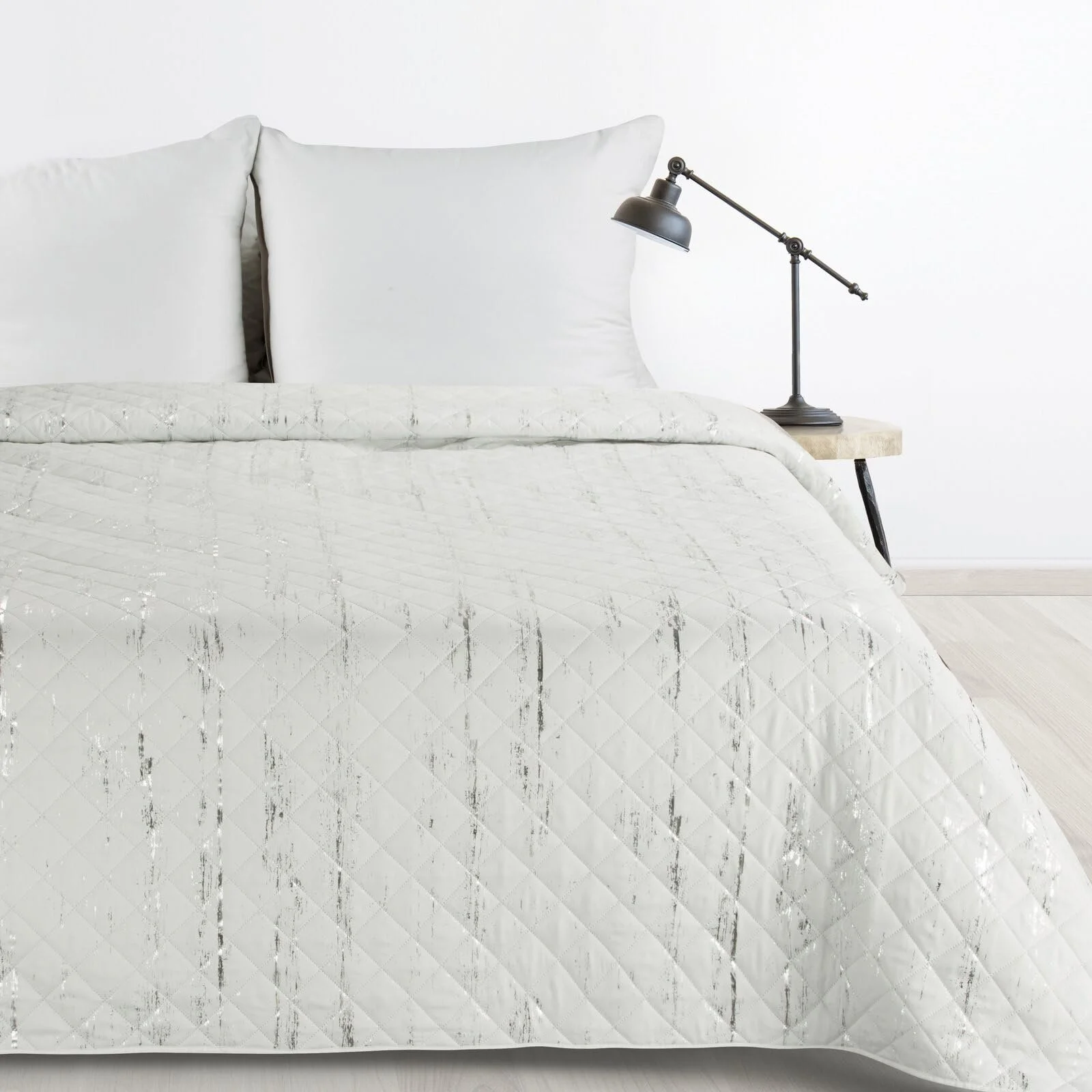 Покривало Design91 Marble Двоспальне Ліжко Візерунок Білий + Срібний, 220 x 240 см, фото №1