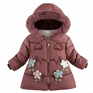 Зимняя Куртка для Девочки, Утепленная Куртка, Детская Зимняя Куртка, Пуховик с Капюшоном, Ветрозащитная, На Молнии, Легкая Хлопковая Куртка, Пуховик - Фото 1