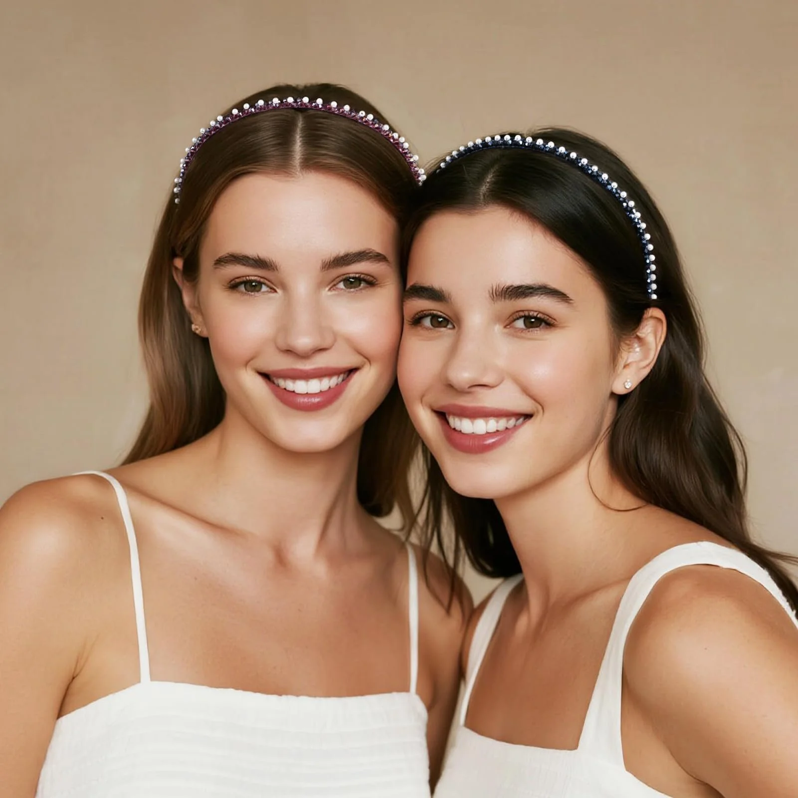 Обруч Жіночий з бісером та стразами, 5 штук, фото №5