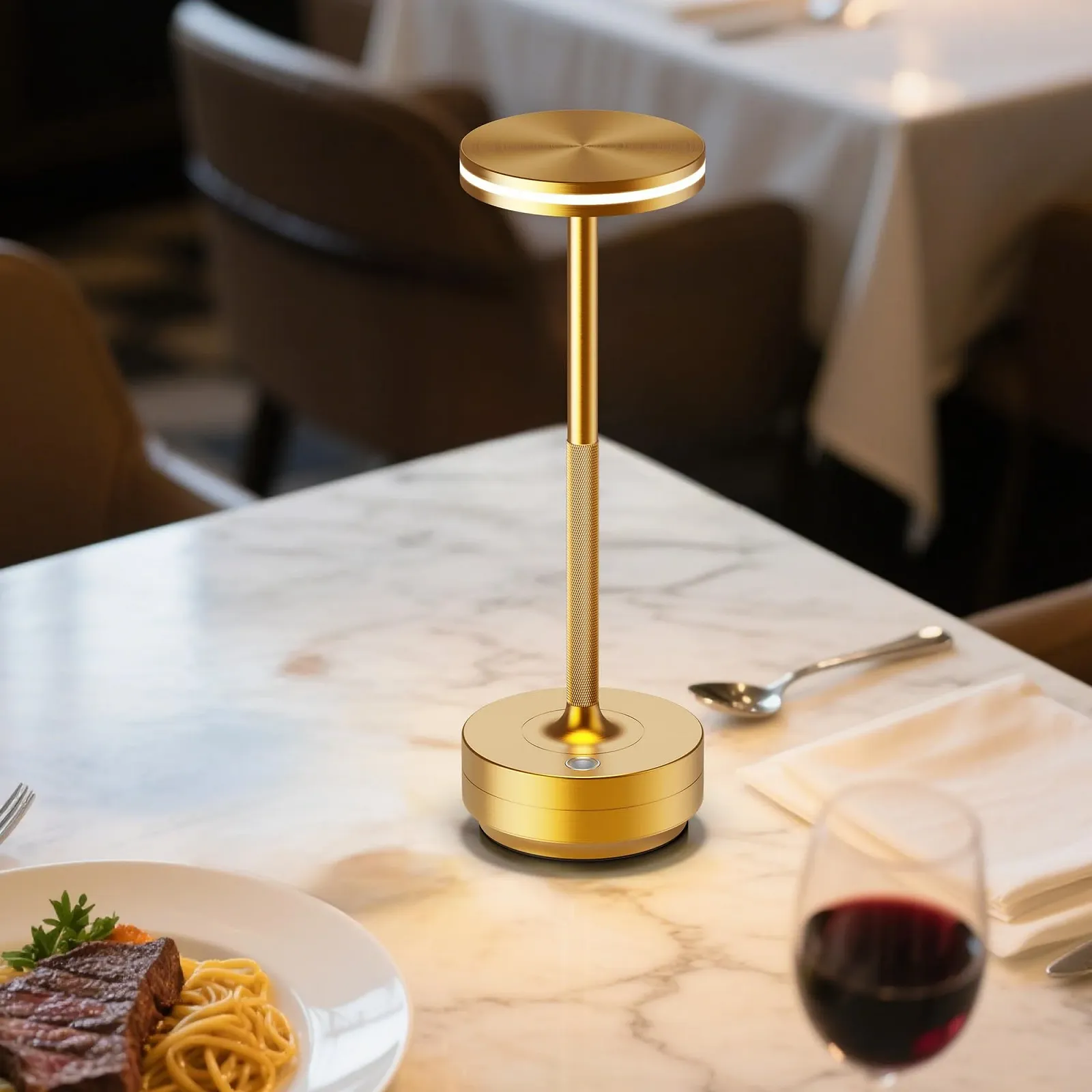 Настільна лампа LED 5000 mAh Бездротова Акумуляторна з регулюванням яскравості Алюмінієва Водонепроникна USB Набір з 2 шт., фото №5