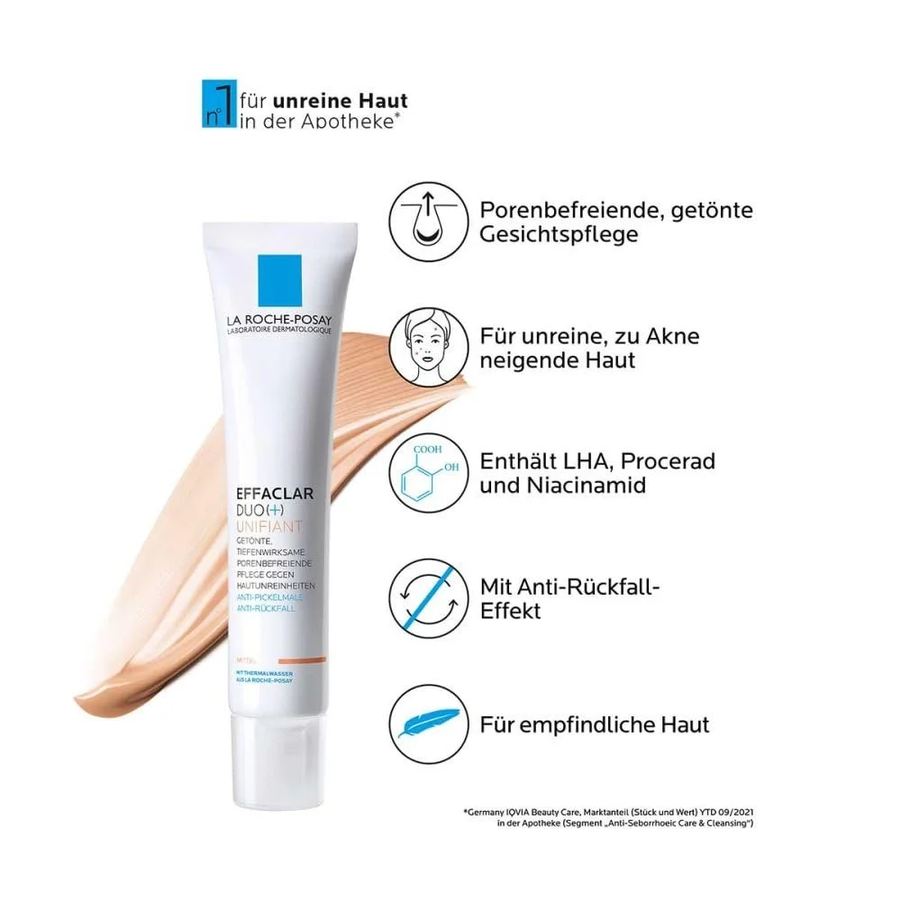 Крем для обличчя La Roche-Posay Effaclar Duo+ Unifiant тонуючий Medium 40 мл, фото №2