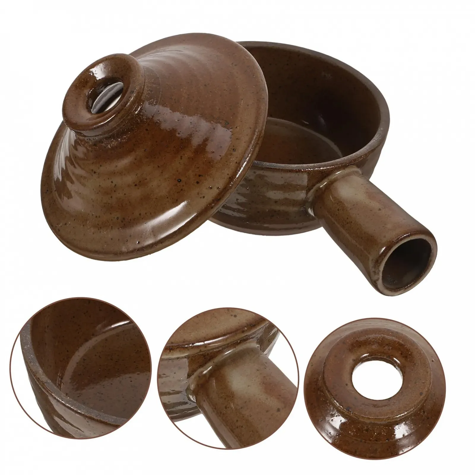 Горшок для тушения Garneck глиняный с крышкой термостойкий, фото №7