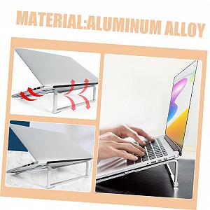 Подставка для ноутбука складная Алюминиевый сплав Портативная Легкая Настольная подставка для различных ноутбуков Компактная Серебряная synthetic.ua - Фото 1