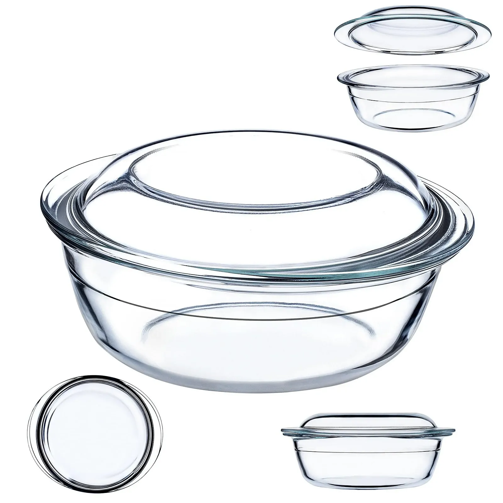 Форма для запікання KADAX 2.2 л кругла з термостійкого скла з кришкою, фото №1