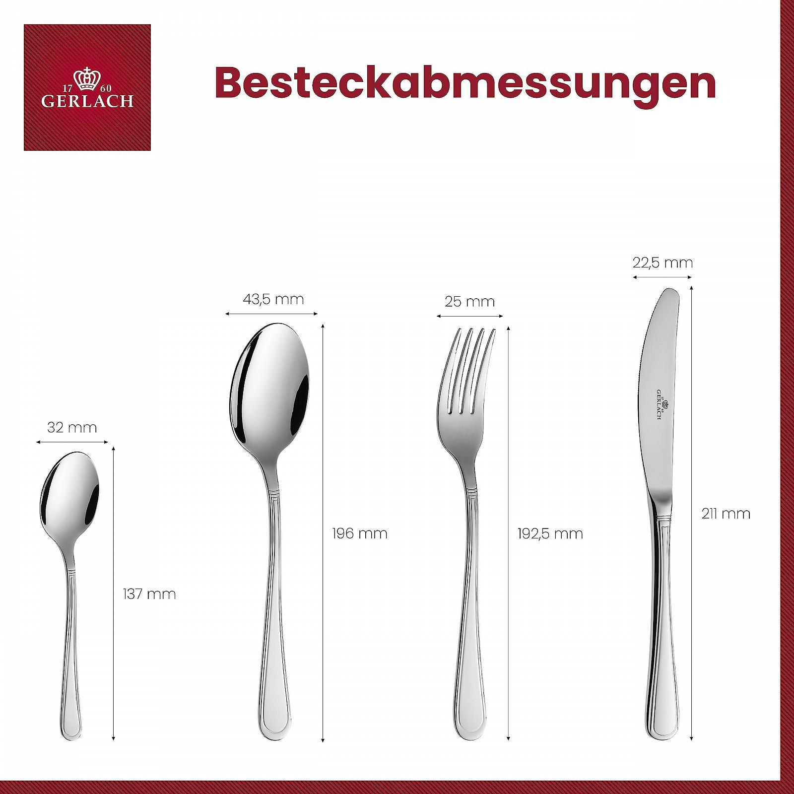 Набір столових приборів Gerlach Antica на 6 персон (ніж, виделка, ложка, чайна ложка), нержавіюча сталь, 24 шт., фото №3 Набір столових приборів Gerlach Antica на 6 персон (ніж, виделка, ложка, чайна ложка), нержавіюча сталь, 24 шт., фото №3