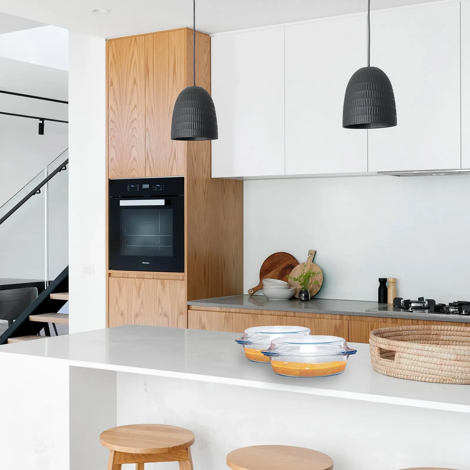 Форма для запекания Retoo круглая стеклянная 1.5 л 20.5 x 22.5 x 9.5 см прозрачная, фото №5