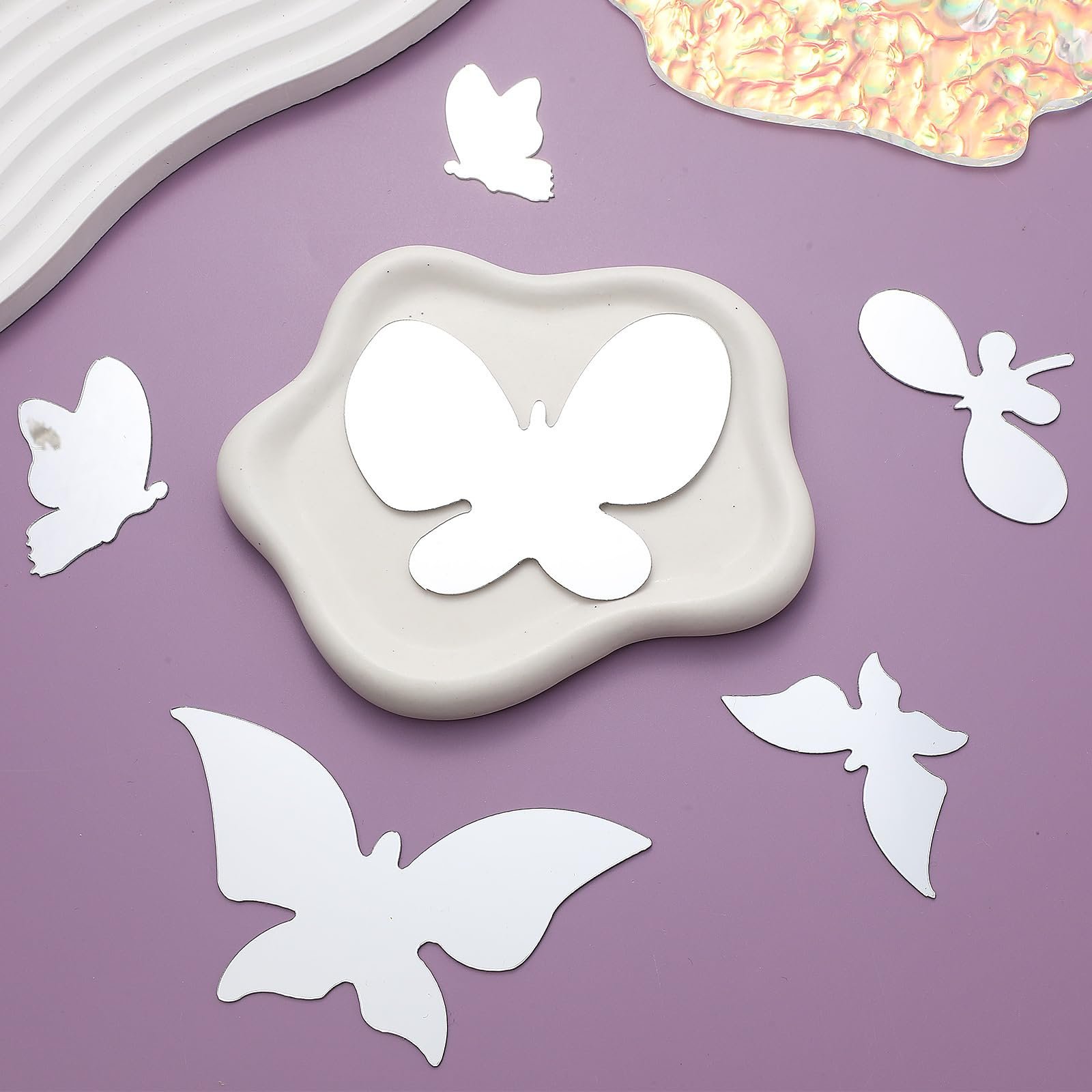 Дзеркальна 3D наклейка на стіну VORCOOL Butterfly акрилова 60 х 40 см срібляста, фото №5