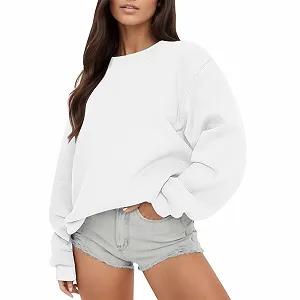 Женский свитшот Oversize однотонный с открытыми плечами - Фото 1