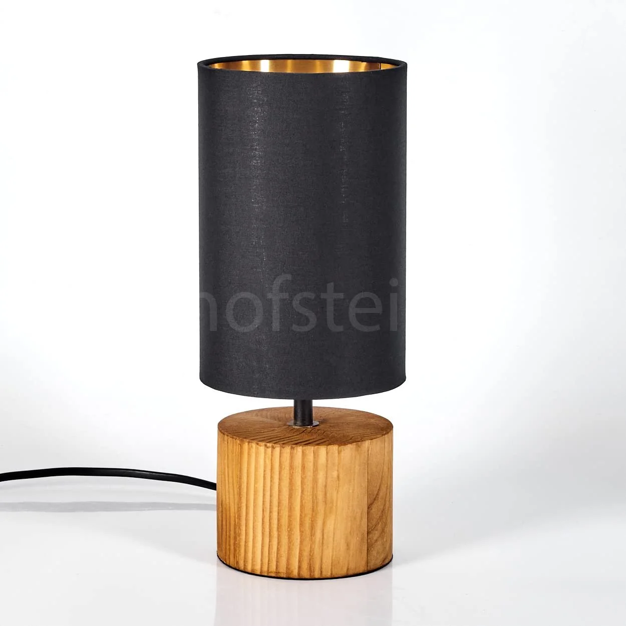 Настільна лампа Geneva Wood/Fabric E14 Діаметр 12 см Натуральний/Чорний/Золотий, фото №8