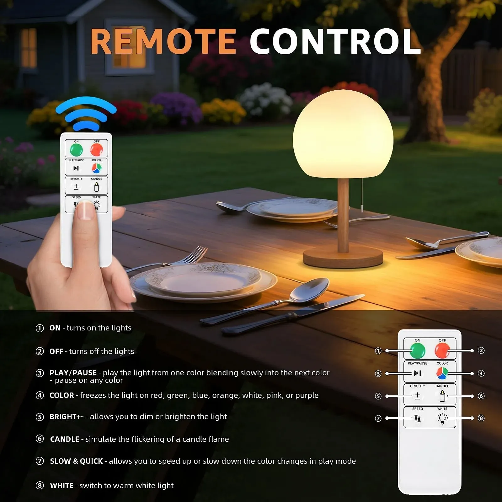 Настільна лампа FUYO Wireless LED акумуляторна димована 8 кольорів IP44, фото №4