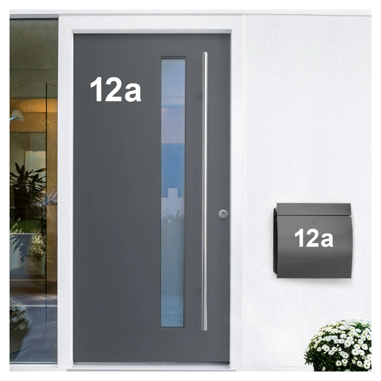 Настінна наклейка номер будинку Wandora W1473 самоклеюча Біла 6 см цифра 4, фото №1