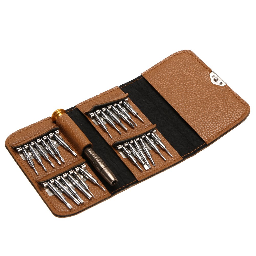 Комплект отверток Mini 25-в-1 электронный Torx инструмент для вскрытия для iPhone, камер, часов, планшетов, ПК коричневый, фото №1