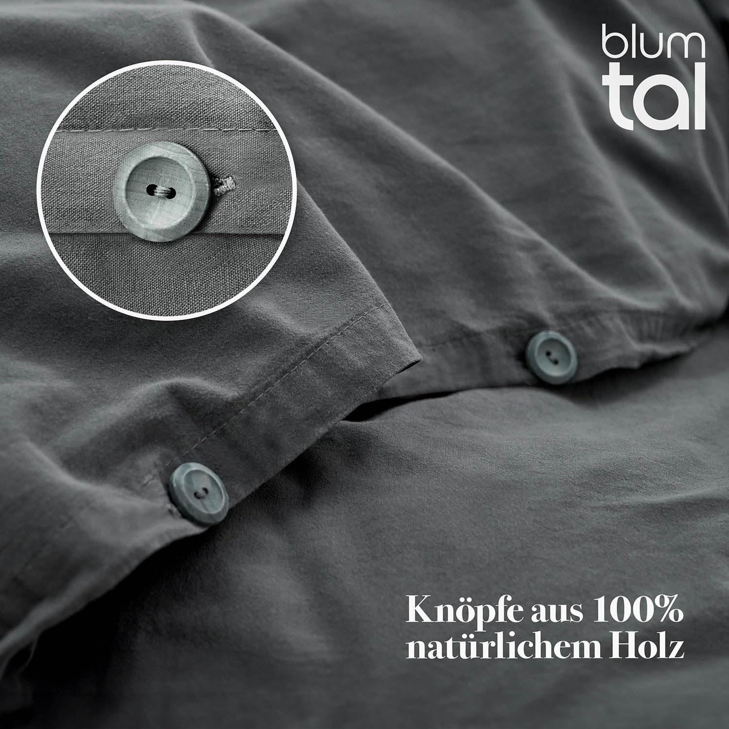 Постільна білизна Blumtal 135x200 з 100% бавовни, льон, антрацит, 80x80, фото №4